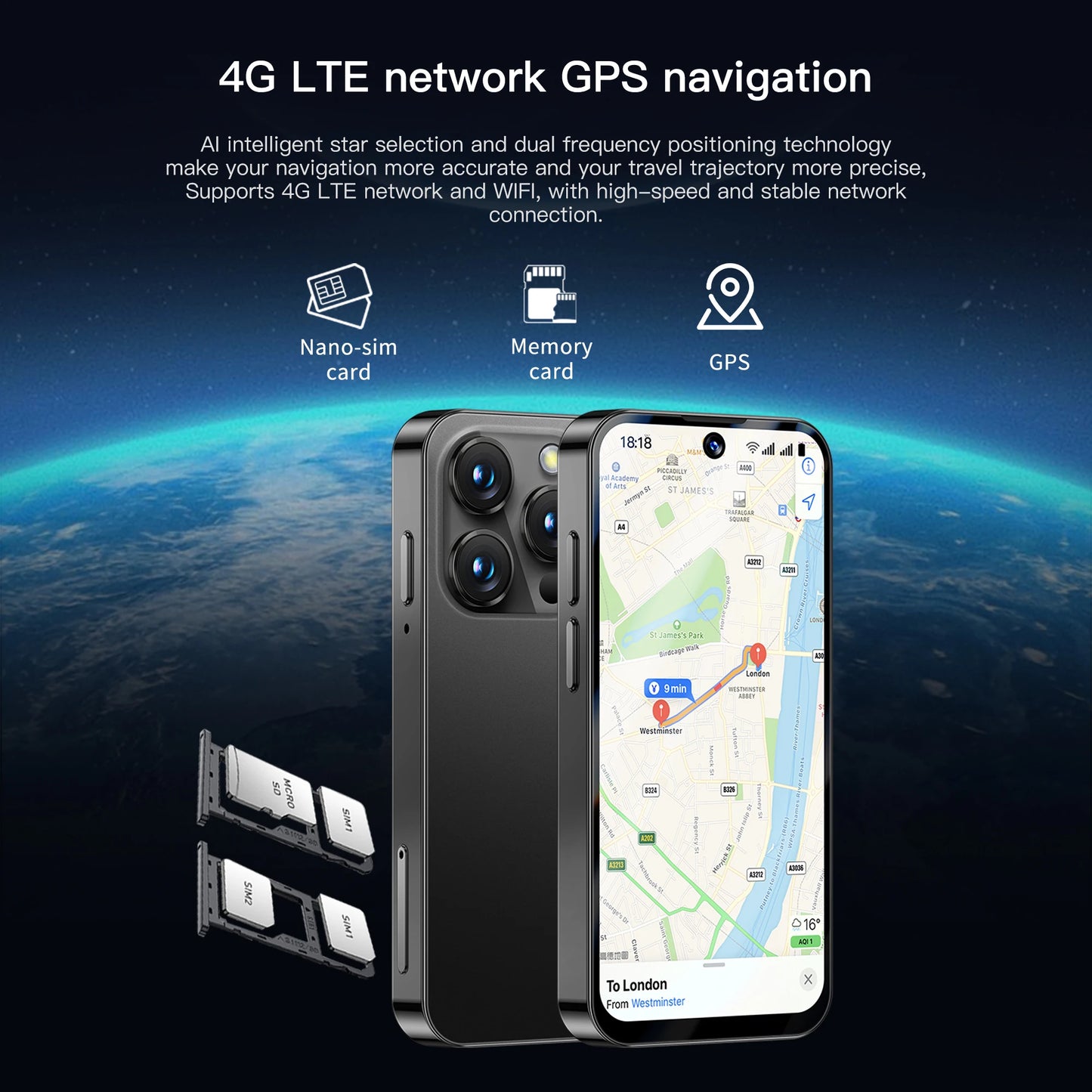 SERVO 19PRO Android Mini Smartphone 4G Cellular 6GB+128GB 3.88" HD Display Face Unlock 2 SIM Small Mobile Phones GPS Play Store