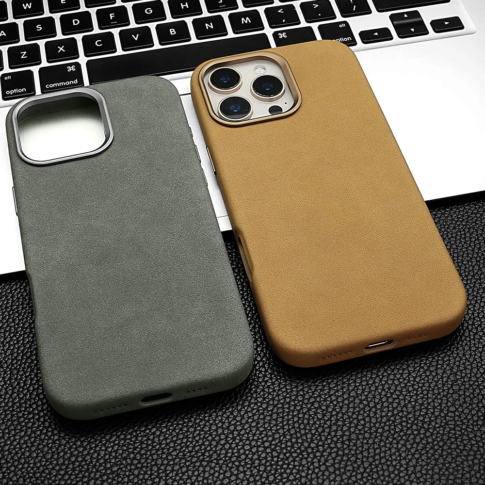 Wildleder-Handyhülle für iPhone 17 Pro mit magnetischem kabellosem Laden, stoßfeste Abdeckung, kompatibel mit iPhone 17 16 15 Pro Max