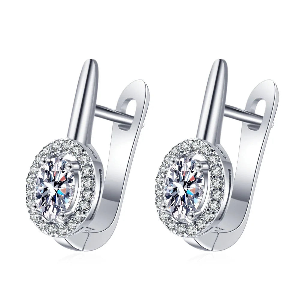 Ohrringe aus 925er Sterlingsilber, Schmuck, hochwertige Retro-Ohrringe mit einfachem Muster, lila-weiße Zirkon-Ohrringe, Bestseller