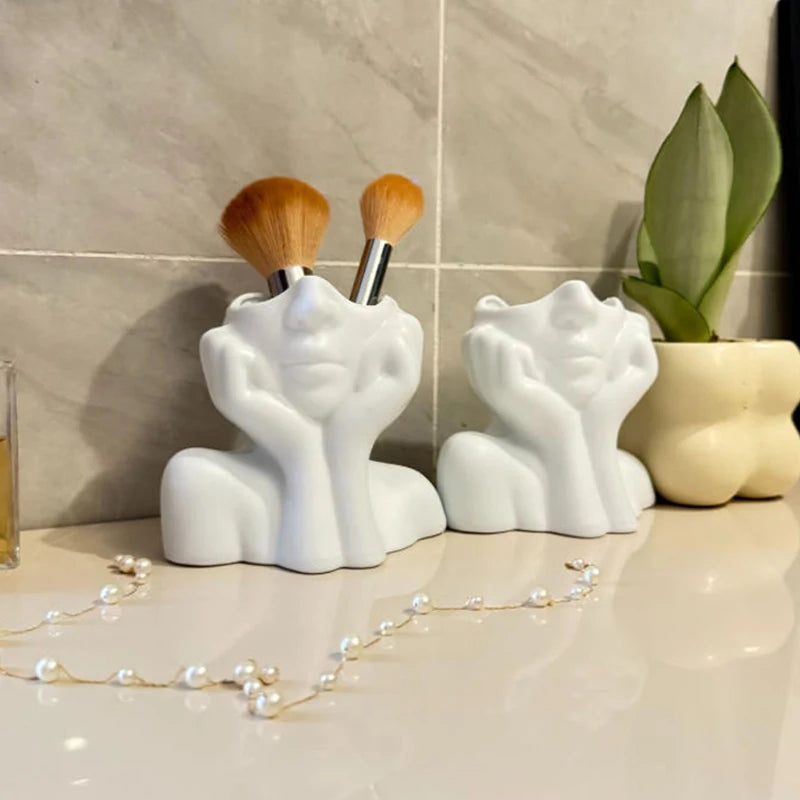 Multifunktionaler Schreibtisch-Organizer, kreative menschliche Körperform-Vase, Make-up-Pinsel- und Stifthalter, Statuen-Ornament, Heim- und Bürodekoration