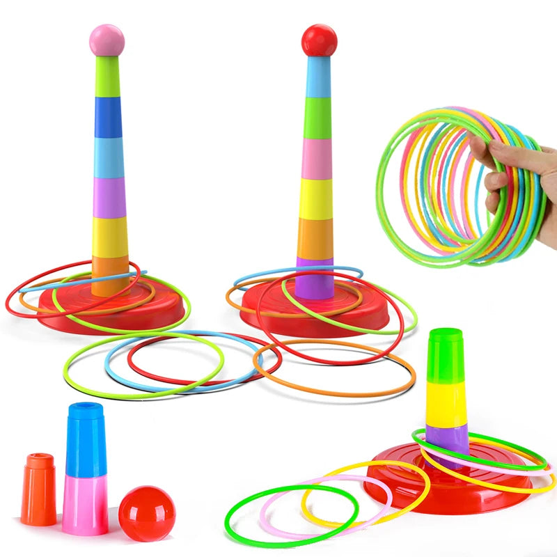 Jouet de lancer d'anneaux pour enfants, empilable, amusant, intérieur, extérieur, jeu interactif parent-enfant, couches de cercles, cadeau d'éveil.