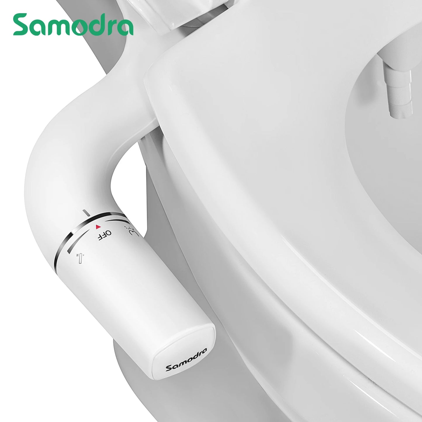 SAMODRA Bidetaufsatz, ultraschlanker Toilettensitzaufsatz, zwei Düsen, Bidet, einstellbarer Wasserdruck, nicht-elektrischer Popoduscher