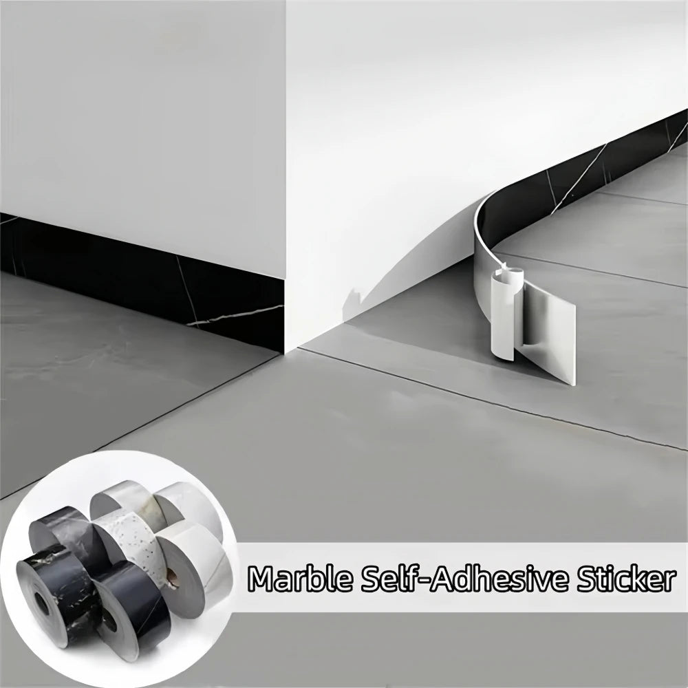 1pc 10cm X 5m PVC Self-Adhesive Marble Baseboard Sticker - Waterproof Skirting Board Protector for Corner Window Sill Home