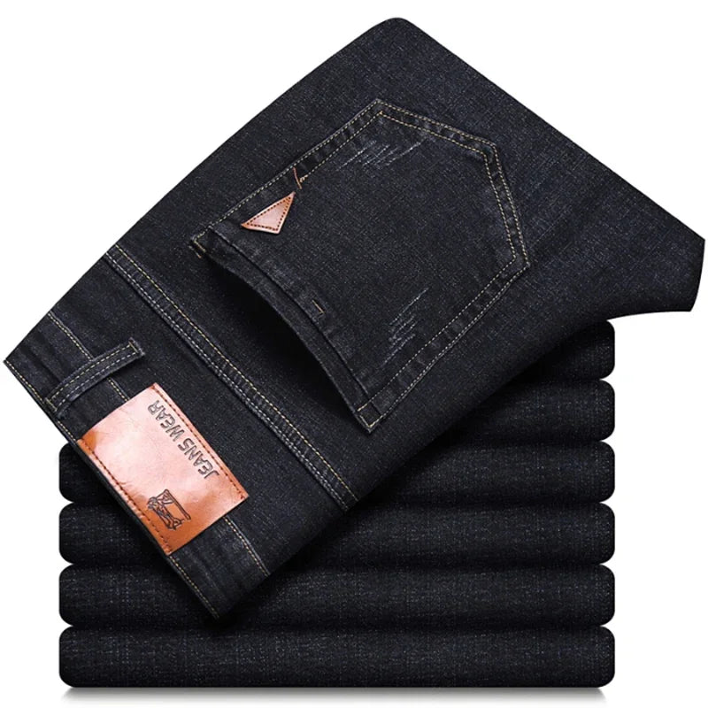 Nouveau Jean Slim extensible classique décontracté pour Homme 2024, Pantalon en Jean de Marque pour Homme, Noir Bleu