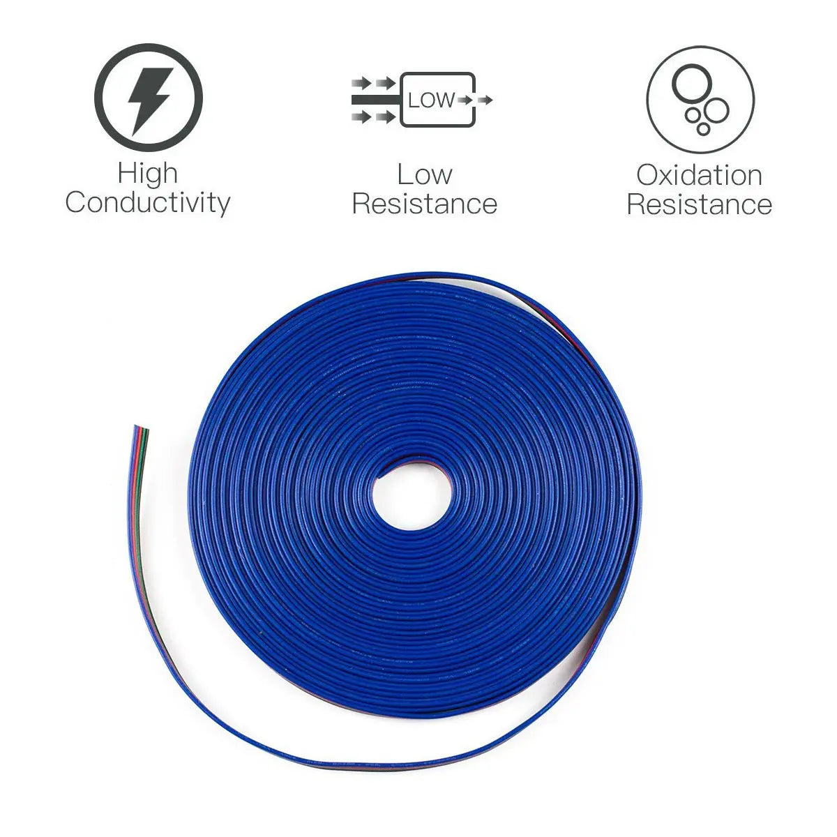 DC 12V 4Pin Extension Power Cable 5m 10m 20m 50m LED Connect Wire Tinned Copper Electrical Cord For SMD2835 5050 LED Strip Light