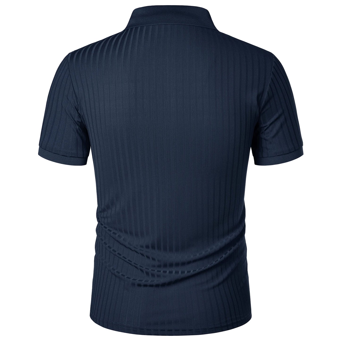 Herren Lauf-Sport-Fitnessbekleidung Sommer hochelastisches, vertikales Kurzarm-Polo-Shirt schlankes Strick-Basis-Shirt