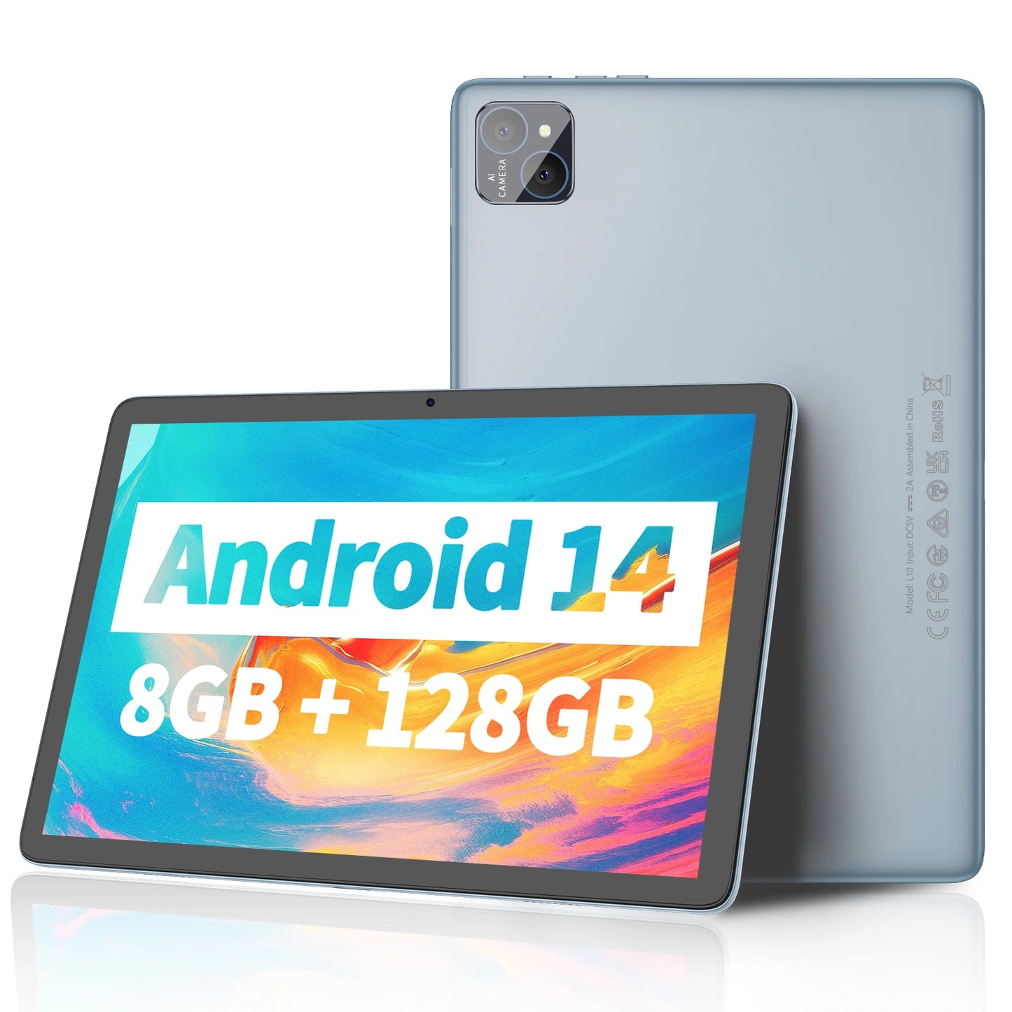 PRITOM TAB11 Android 15 Tablet 10 Zoll, 8GB(4+4 erweiterbar) RAM + 128GB ROM, Octa-Core, 5G WiFi, mit Tastatur, Maus, Hülle