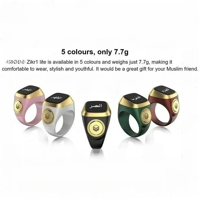 2025 IQibla Smart Zikr Ring Praise Tasbih Tally Electronic Digital Counter for Muslims Prayer Time Vibration Reminder Waterproof