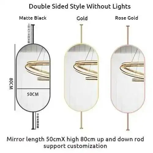 Miroir ovale de salle de bain en métal doré, miroir mural créatif avec LED, miroirs décoratifs, accessoires de décoration intérieure