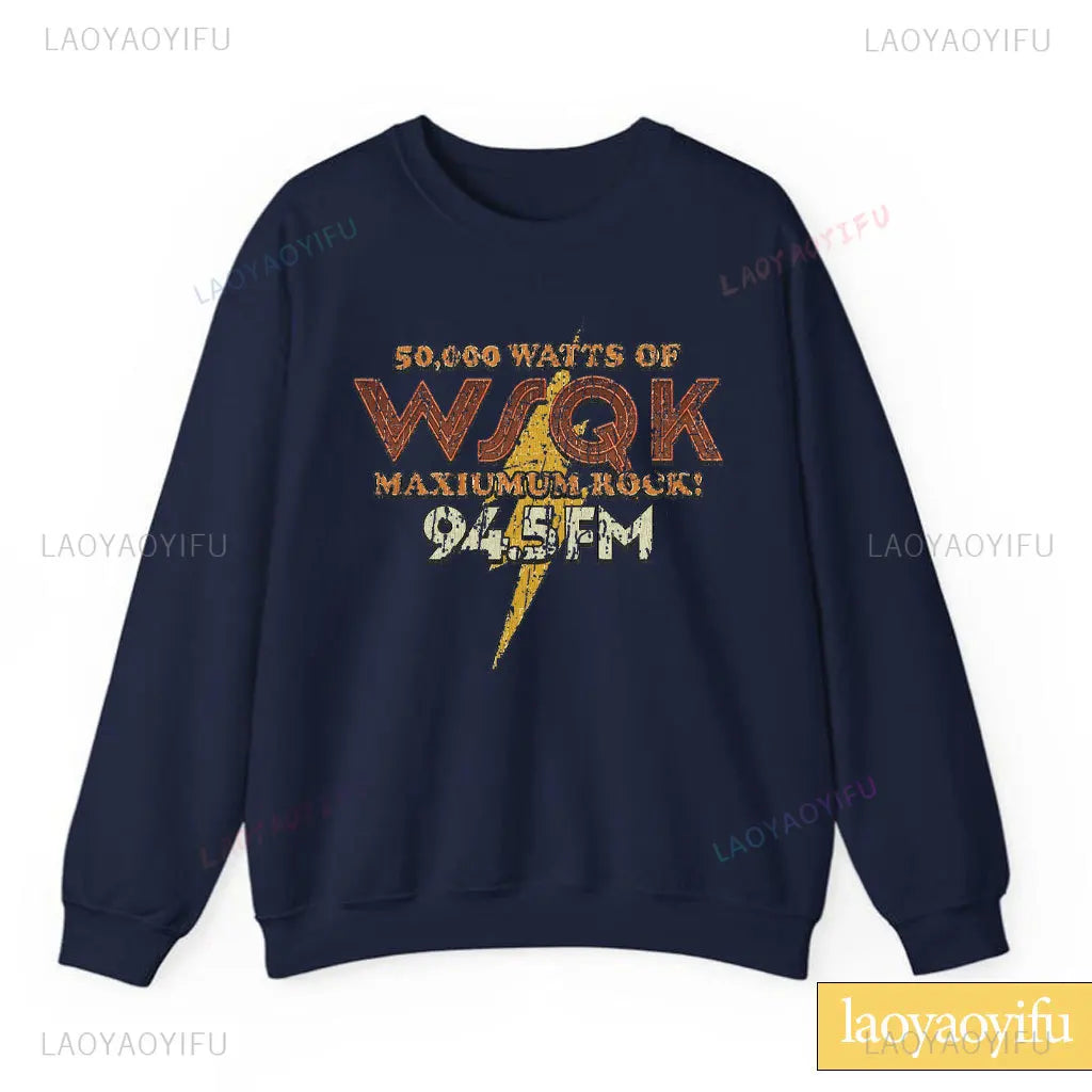 WSQK The Squawk 94.5 FM Radio Sweatshirt Wsqk Unisex Sweatshirts Vintage Sci-Fi Crewneck 80er Nostalgie Sweater Retro Shirt Geschenk