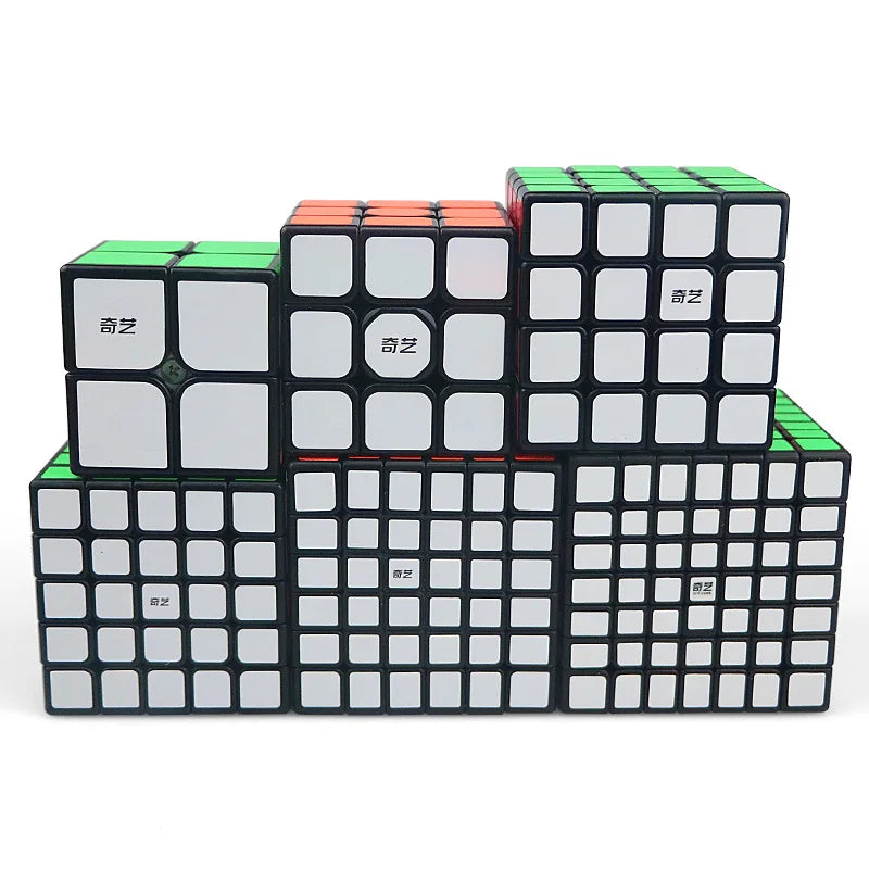 QIYI Cube Magique Vitesse 2x2 3x3 4x4 5x5 6x6 7x7 Autocollants Noirs Casse-tête Cube Magique Jouets Éducatifs Enfants