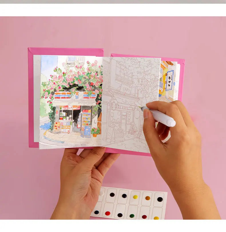 Aquarell-Malbuch mit integrierter Palette, Pop-up-Papier und Farben – Geschenk für junge Künstler und Doodle-Liebhaber