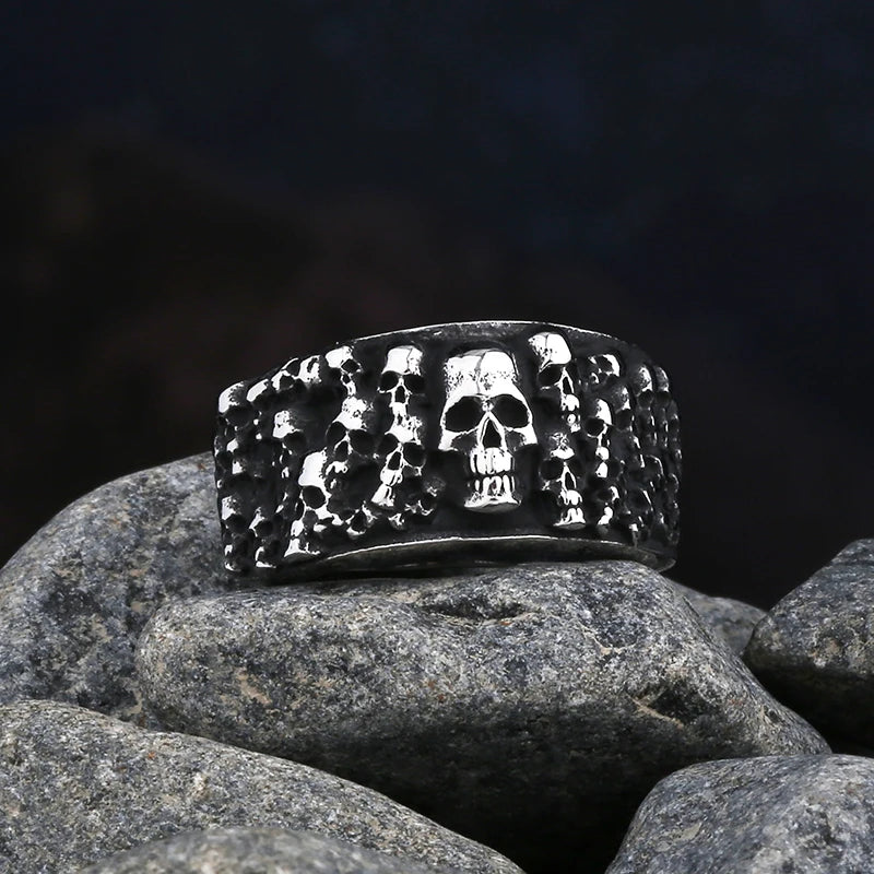 Livraison gratuite Bague homme en acier inoxydable 316L motif crâne avec zircon rouge Bijoux amulettes Cadeau pour petit ami style Punk Rock Vintage 2023 Nouveauté