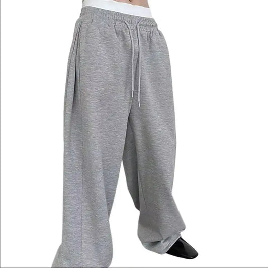 Y2k Harajuku Wide Leg Sweatpants Women Streetwear Baggy Oversize Gray Sports Pants High Waist Drawstring Casual Joggers Trousers