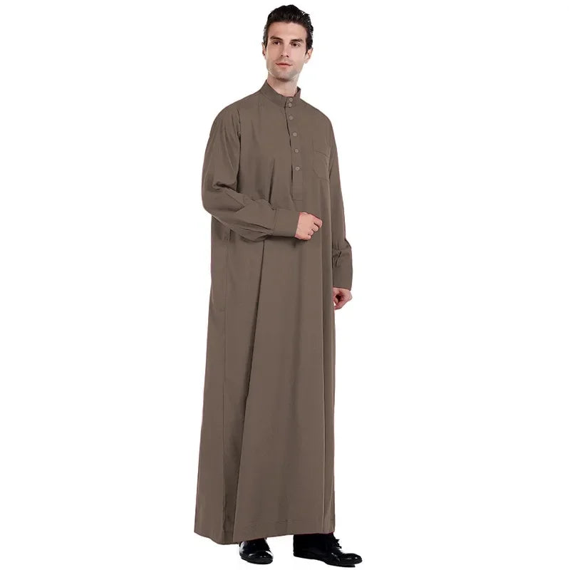 Neu 2025 Naher Osten Muslim Männer Kleid Langarm Jubba Thobe Ramadan Eid Dishdasha Robe Muslimisch Islamische Kaftane Arabische Kleidung