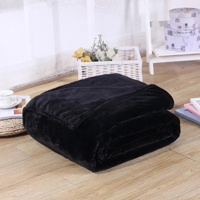 Couvertures en flanelle polaire corail 230 g/m² pour lits, couleur unie bleue rose, douce, chaude et fine, couvre-lit, housse de canapé, couverture plaid en fausse fourrure.