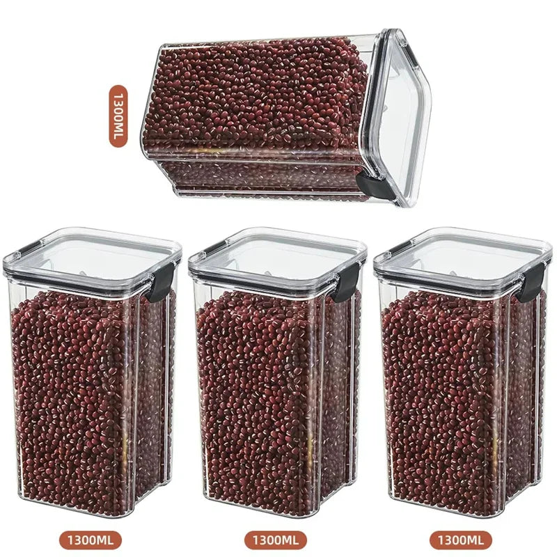 Bocaux scellés de 460 à 1800 ml, organisateur de cuisine pour le stockage des céréales, grand réservoir en plastique, boîte de rangement étanche à l'humidité, bocaux à condiments ménagers