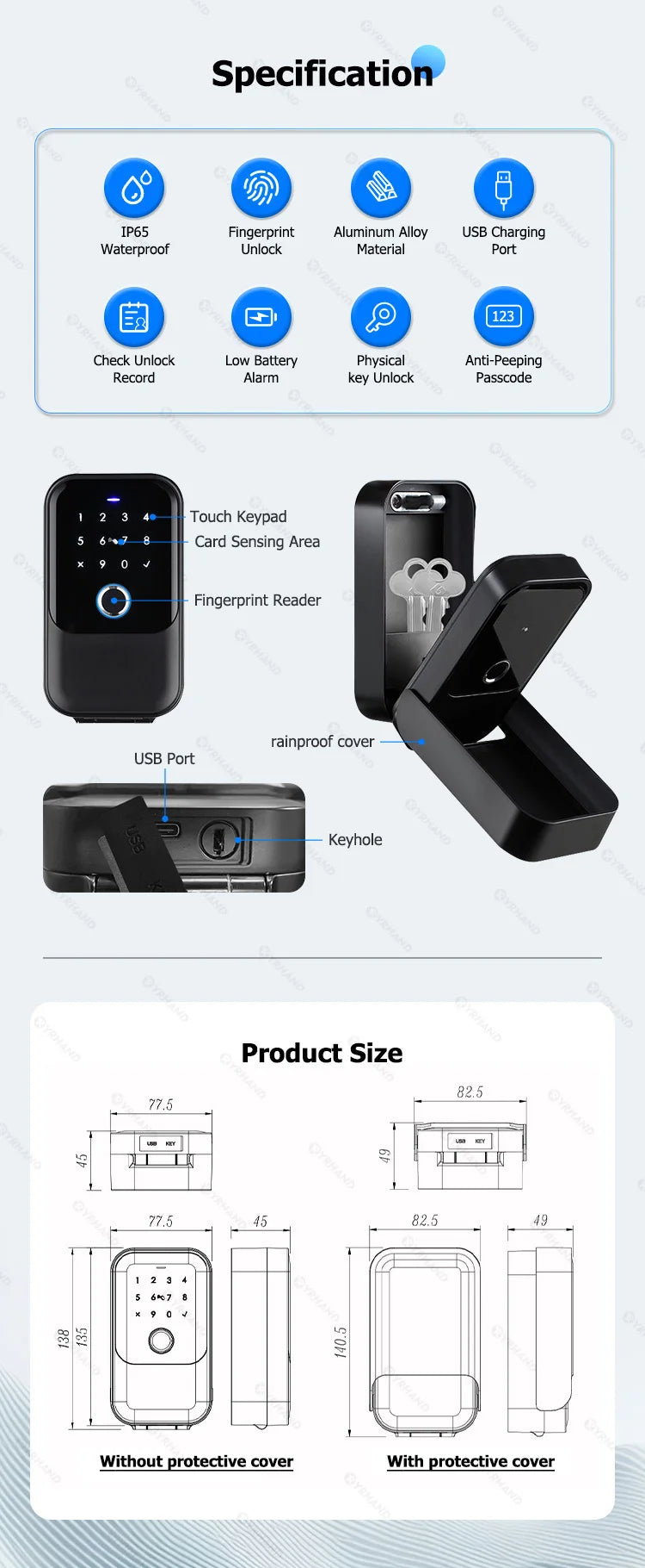 TTlock Smartkey Lock Box Home Key Wireless Smartlock Box Elektronische Schlüsselbox App Digital Code Bluetooth Key Safe Vorhängeschloss für Gastgeber