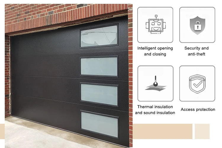 Porte de garage Edgydoor : Panneaux en mousse 8x7 pieds avec fenêtres en verre trempé - Meilleure vente résidentielle de 2025