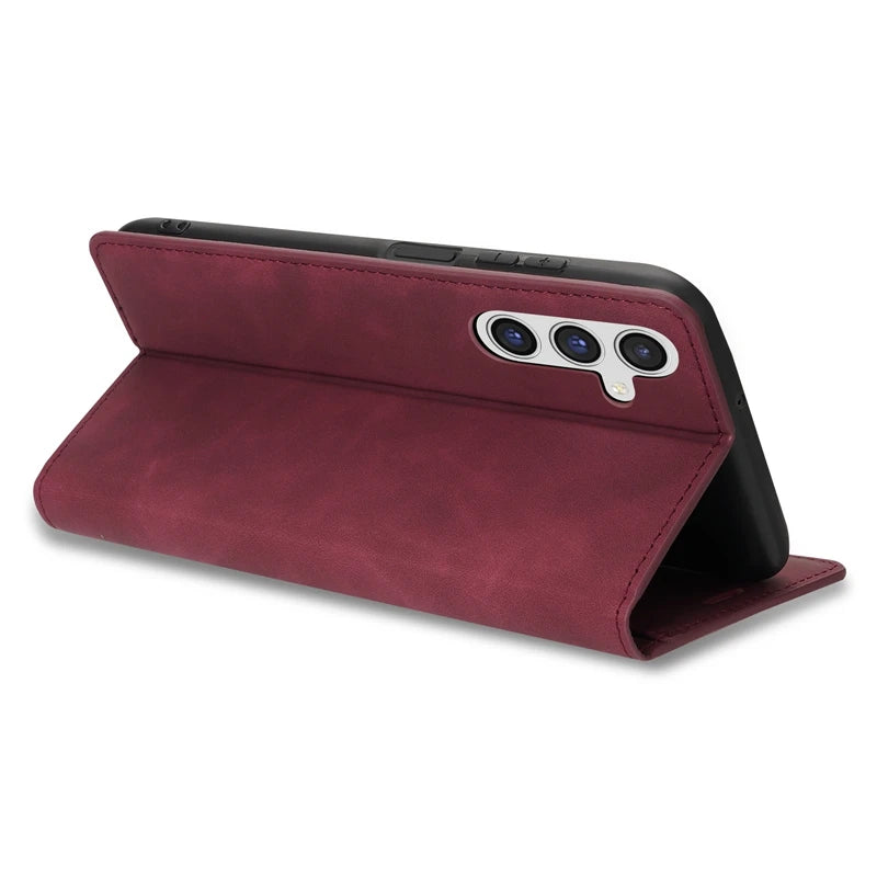 Wallet Skin Friendly Flip Leder Hülle für Samsung Galaxy S26 Ultra S25 Edge S24 Plus S23 FE A15 A16 A17 A26 A35 A36 A54 A55 A56