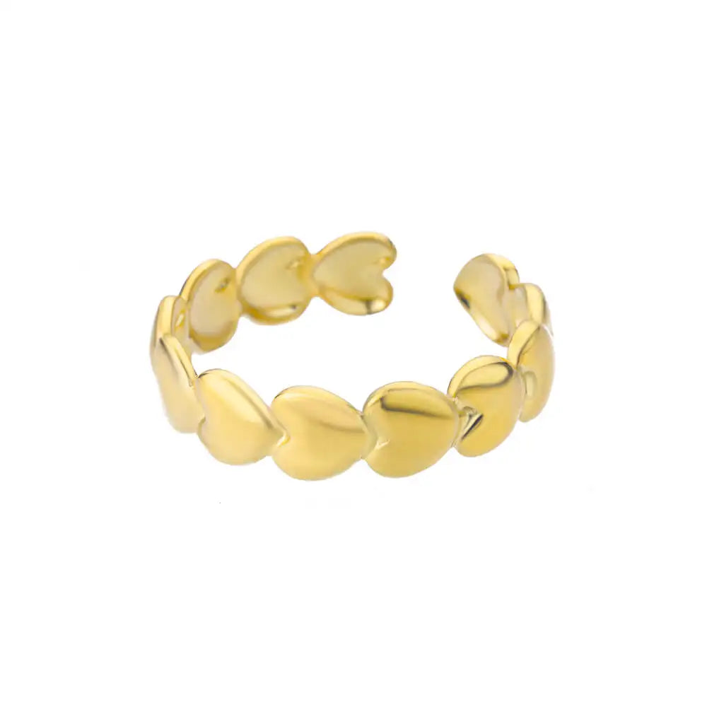 Edelstahlringe für Damen 2024 Trend Offener Goldfarbener Doppelperlenring Hochzeit Ästhetischer Schmuck Paar Geschenk anillos