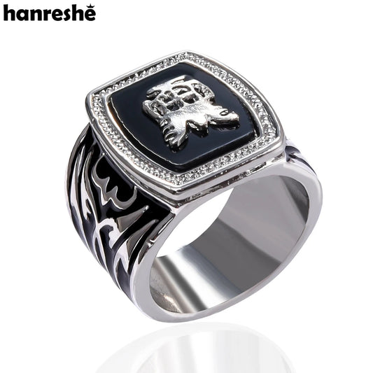 Hanreshe the Vampire Diaries Ring Alloy Black Revival Silver Plated Punk Party Cosplay Classic Ring for Men Gift