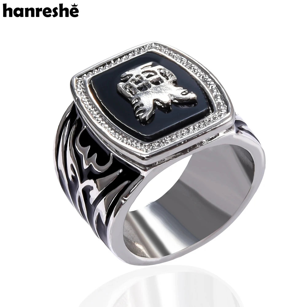 Hanreshe the Vampire Diaries Ring Alloy Black Revival Silver Plated Punk Party Cosplay Classic Ring for Men Gift