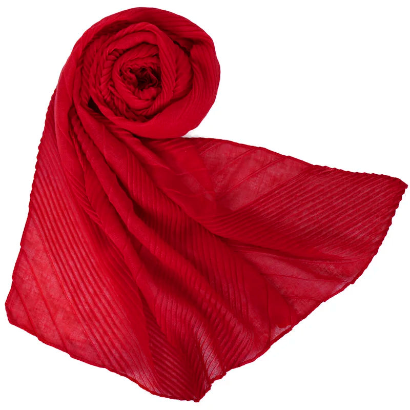 Grand Foulard en Coton Plissé Froncé Hijabs pour Femmes Voile Musulman Turban Écharpe Froncée Châle Foulards Islamique Foulard Femme Hijab