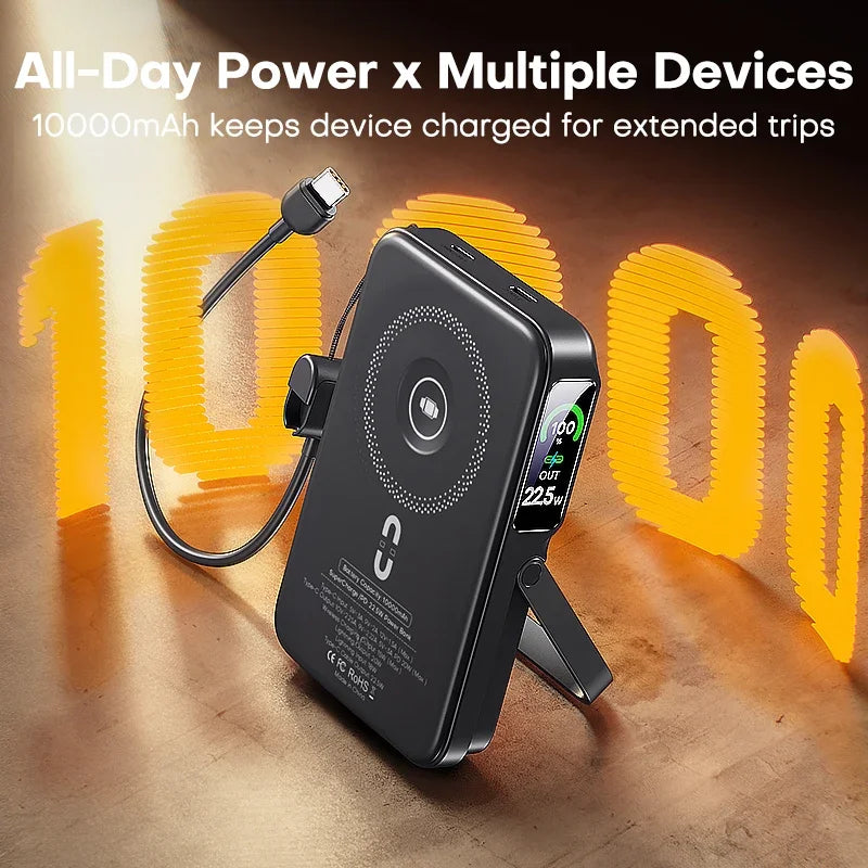 Batterie externe QOOVI Qi2 10000 mAh sans fil PD20W, charge rapide, chargeur portable pour iPhone, Samsung, iWatch, Airpod