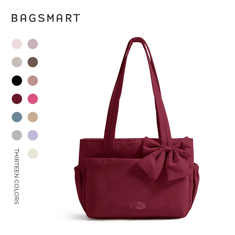 BAGSMART Sac fourre-tout trois tailles avec plusieurs poches, sac à main gonflé, sac à bandoulière décontracté, sac fourre-tout grande capacité