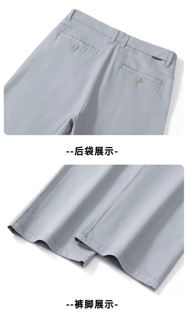 2025 Stretch Herrenhose Straight Fit Baumwolle Golfhose Herren Frühling Sommer Anzughose Büro Arbeit Freizeit Schwarz Marineblau Khaki