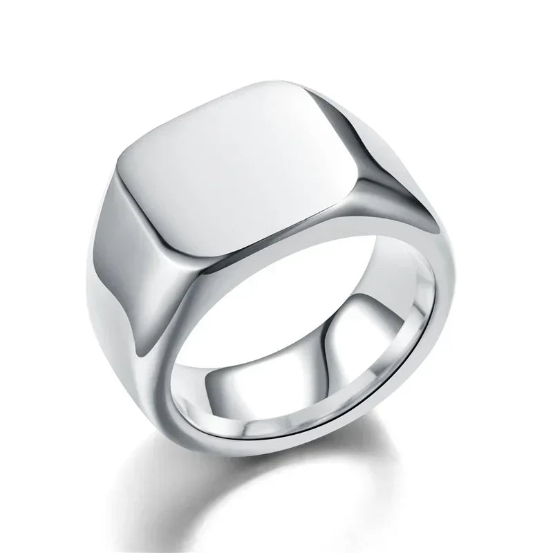Nouvelles bagues brillantes en métal 2023 pour hommes, anneaux géométriques larges, chevalière carrée, style punk, bijoux fantaisie, vente en gros