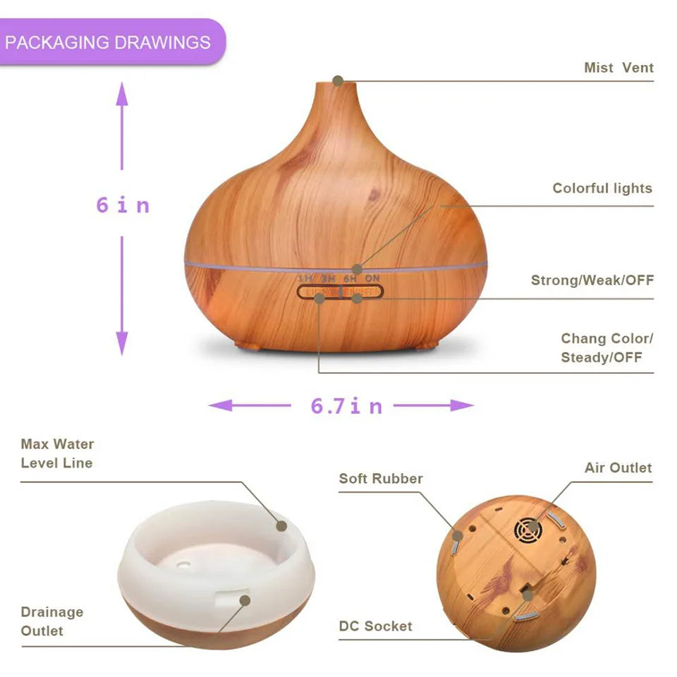 Aroma-Diffusor Ätherisches Öl Aromatherapie Ultraschall-Luftbefeuchter Automatische Fernbedienung Luftbefeuchter 300 500 1000ml