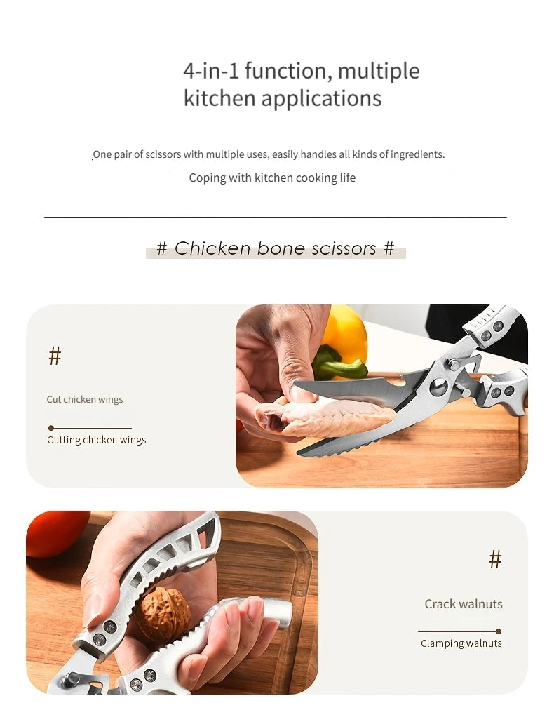 Heavy Duty Kitchen Scissors Meat Fruit Boning Fishing Hunting Camping Professional Stainless Steel Chicken Bone Kitchen Shears