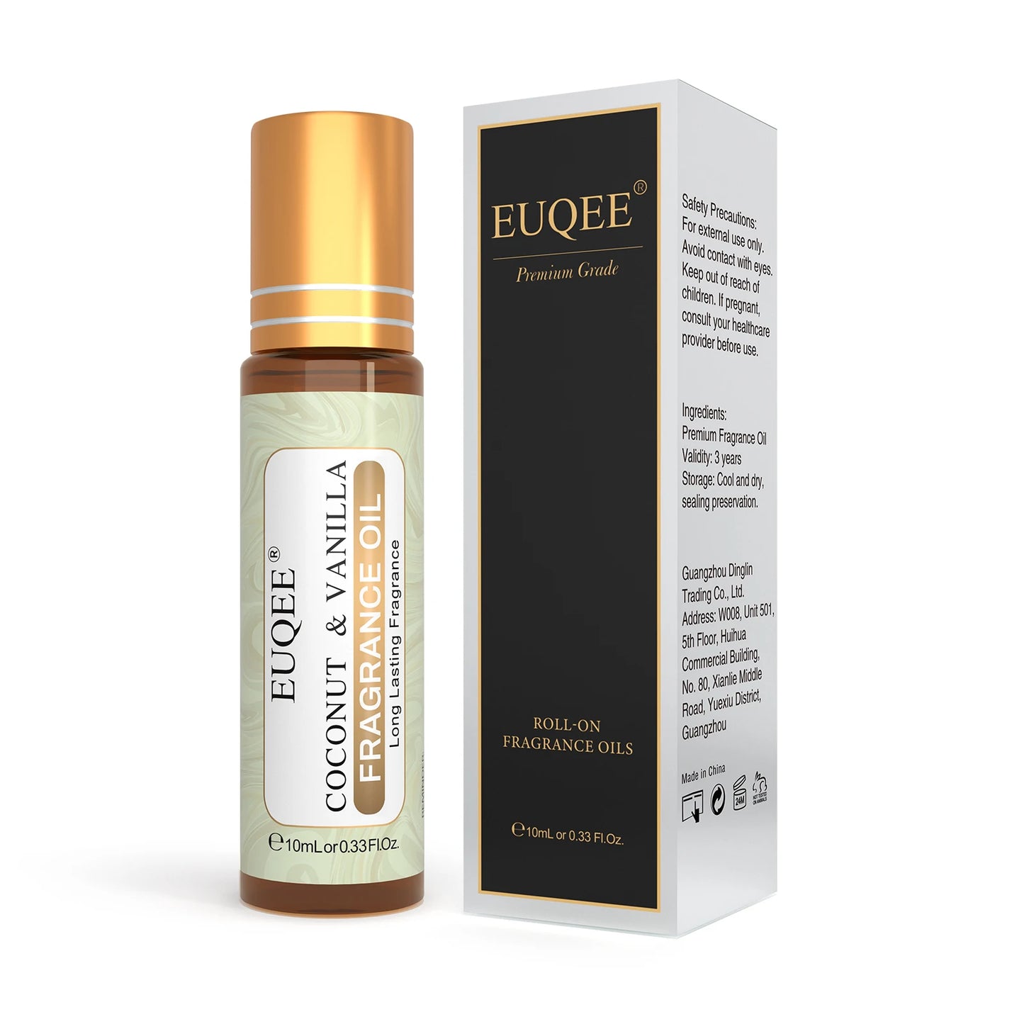 EUQEE 10ml Damen Roller Duftöl – Kokosnuss Vanille Bubble Gum Bright Crystal Bombshell Midnight Rose Angel Aromaöle