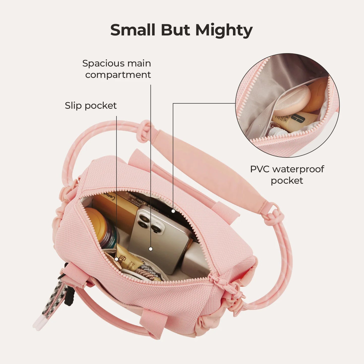BAGSMART Boston Tasche für Damen, Mini-Reisetasche, Umhängetasche, wasserdicht, mit Nassfach, für Fitnessstudio, Reisen, Alltag, Strand, Wochenendausflug