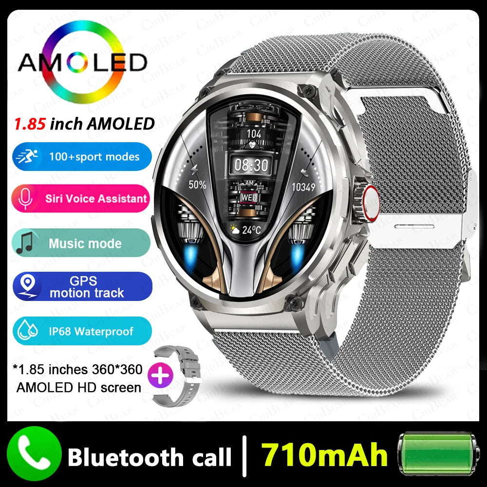 Montre connectée intelligente GPS homme 2026, écran AMOLED HD 1,85 pouces, batterie 710 mAh, appels Bluetooth, pour Android et iOS