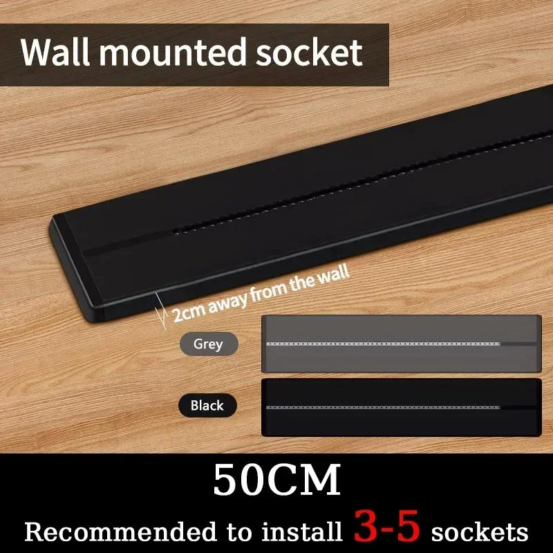 40cm 50cm Prise murale sur rail, prises mobiles, appareil électroménager haut de gamme, puissance 8000W, ports USB Type-C standard EU US UK