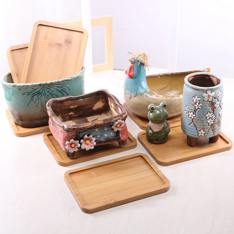 Multi Bambus Tablett Holzuntersetzer Blumentopfuntersetzer Tassenuntersetzer Untersetzer Teller Küchen Deko Teller Kreativer Untersetzer Kaffeetassenmatte