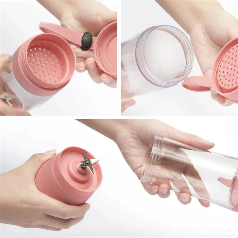 Mini-mixeur de jus domestique 380 ml, presse-agrumes électrique USB rechargeable, mixeur à smoothies portable pour pique-nique en extérieur
