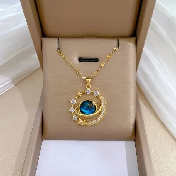 Exquisite Mikro-Inlaid Zirkon Schmetterlings-Quasten-Halskette für Damen Edelstahl Mond Schmetterling Blume Schlüsselbein-Choker-Schmuck
