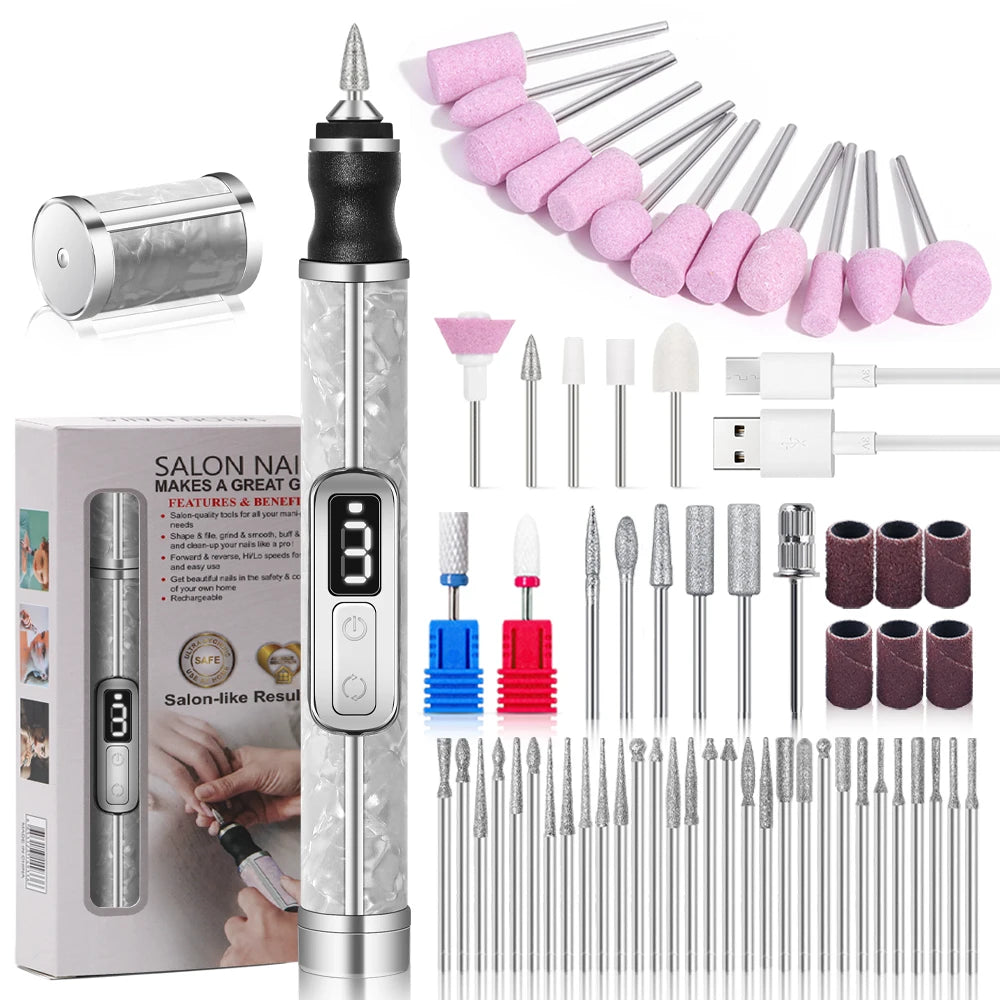 YIKOOLIN Tragbares elektrisches Nagelbohrerset, 4 Geschwindigkeiten, professionelles Maniküre-Pediküre-Set für Nagelsalons, Peeling und Polieren
