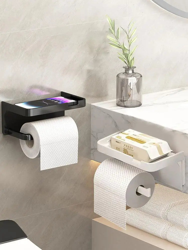 Bathroom Tissue Box Shelf Storage Household Storage Bathroom Toilet Paper Rack Toilet Organizer No-Drill Wall-Mounted Tissue Box