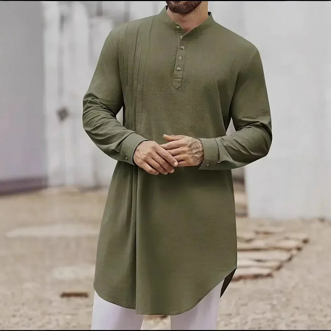 Chemise musulmane ample en coton pour homme du Moyen-Orient, arabe, malaisien, nouveauté 2025