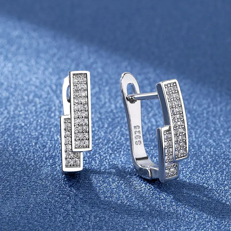 Ohrringe aus 925er Sterlingsilber, Schmuck, hochwertige Retro-Ohrringe mit einfachem Muster, lila-weiße Zirkon-Ohrringe, Bestseller