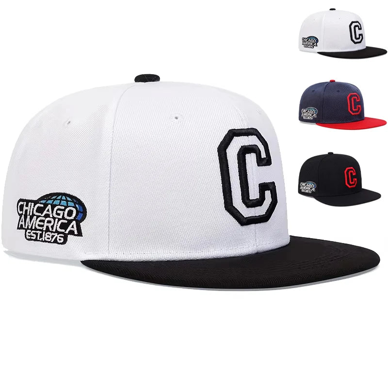 Unisex C-Buchstabenstickerei Seite CHICAGO Hip-Hop Hüte Frühling Herbst Outdoor Verstellbare Casual Baseball Caps Sonnenhut