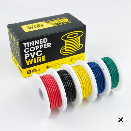 5 Colors DIY Wire PVC Tinned Copper Electronic Wire, 5-20 Meters Per Axis，Stranded Wire Cable 16/18/20/22/24/26/28/30AWG
