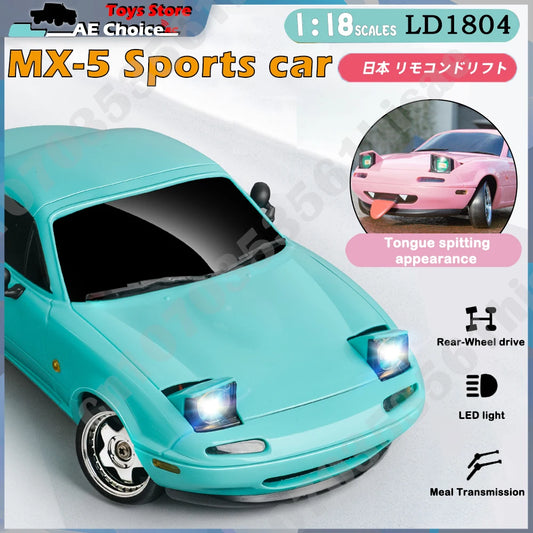 LDRC LD1804 RC Drift Car 1/18 Mazda Mx5 2.4G 2WD ESP Gyroskop LED-Leuchten Vollmaßstab gesteuertes Modell Kinderauto Spielzeug Geschenke