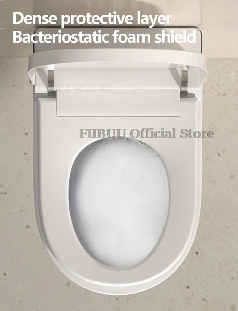 Intelligentes Dusch-WC zur Wandmontage, Smart-WC für das Badezimmer, spülkastenlos, automatisches Öffnen/Schließen, beheizter Sitz, elektrisch, länglich, wandhängend