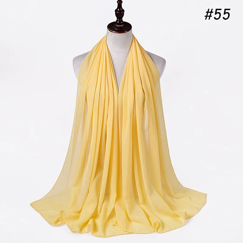 Hijab musulman en mousseline pour femmes, écharpe en mousseline bulle, voile pour femmes, musulmanes, islamiques, de couleur unie, malaisiennes, écharpes foulard musulman